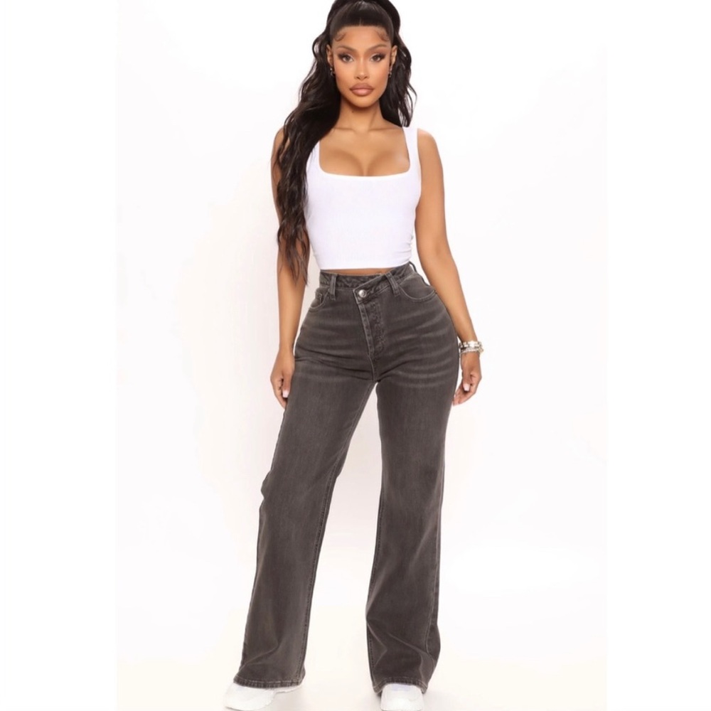 Crossover Wide Leg Jeans